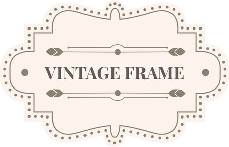 Vintage frame adorned with feathers, dots, and lines, capturing a retro design aesthetic perfect for various creative projects and adding a touch of elegance and charmのイラスト素材