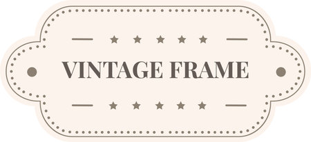 Vintage frame featuring decorative stars and dotted lines, creating a classic and elegant design perfect for various projects like invitations, cards, and scrapbookingのイラスト素材