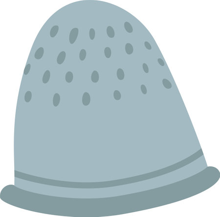 Sewing thimble featuring dotted indentations, providing fingertip protection while pushing a needle through fabric. Isolated against a clean white background for clarityのイラスト素材