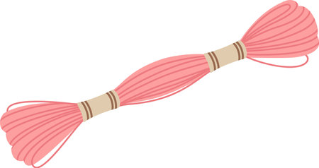 Pink embroidery floss skein isolated on white background, essential for cross stitching, needlepoint, and various sewing projects, offering vibrant color for creative craftingのイラスト素材