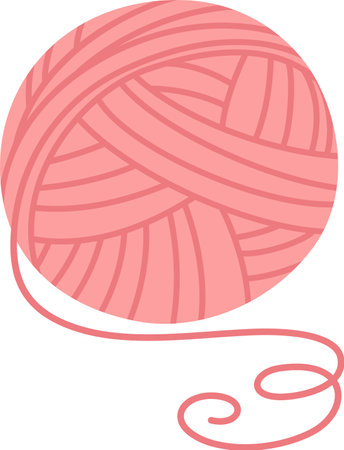 Ball of pink yarn with a loose end, inviting creativity and playfulness, perfect for knitting, crochet, and various craft projects, enhancing handmade creations and hobbiesのイラスト素材