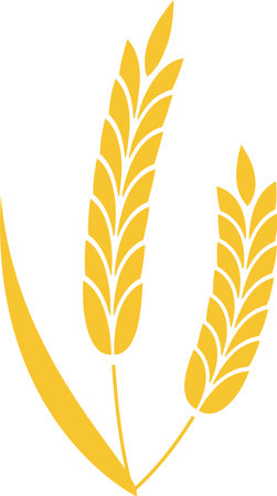 Two stylized wheat stalks are forming a simple and elegant logo, suitable for businesses related to agriculture, farming, baking, or food productionのイラスト素材