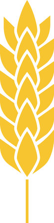 Stylized drawing featuring a golden wheat ear, symbolizing agriculture and healthy food, emphasizing bread making and farming practices, set against a clean white backgroundのイラスト素材