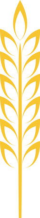 Golden wheat stalk icon representing agriculture, farming, and harvest, featuring a simple and elegant design that highlights food production and natural growth in a minimalist styleのイラスト素材