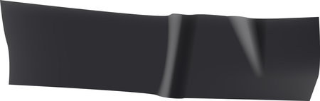 Piece of black insulating tape with folds and wrinkles creating a realistic look, isolated on a white background, perfect for graphic design and compositionsのイラスト素材