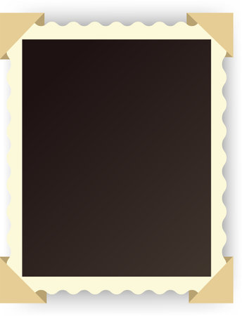 Blank vintage photo with adhesive corners creating nostalgic memories, perfect for showcasing cherished moments or adding a touch of retro charm to designsのイラスト素材