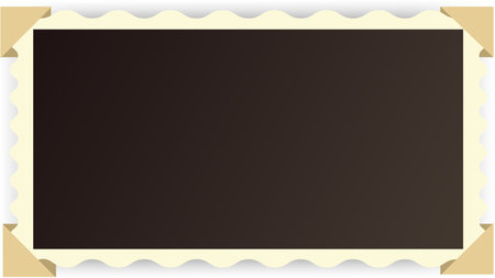 Photo frame with scalloped edges and four adhesive corners ready to be attached to an album or any other surface, creating a vintage and nostalgic feelのイラスト素材