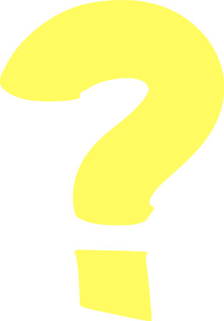 Bright yellow question mark symbolizing curiosity, confusion, or a need for information, prompting investigation and problem solving in various contextsのイラスト素材