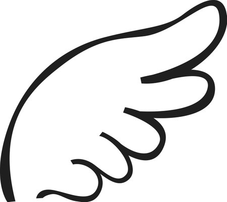 Minimalist vector illustration representing a single stylized wing, symbolizing freedom, flight, and spiritual ascension, with potential use in various design projectsのイラスト素材