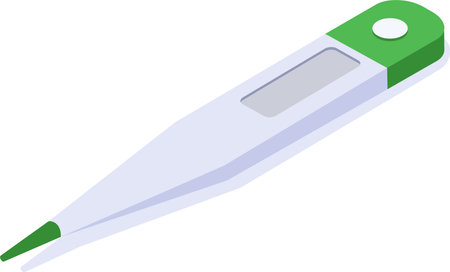 Digital medical thermometer measuring body temperature, providing precise readings for effective health monitoring and accurate fever detection in clinical settingsのイラスト素材