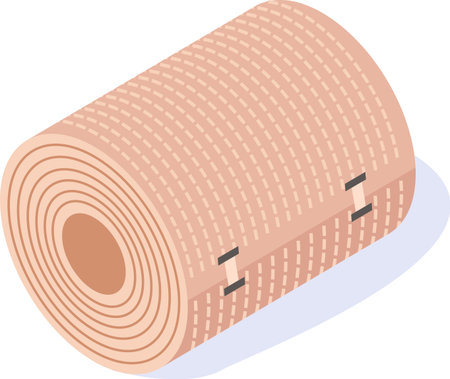 Medical elastic bandage roll designed for wrapping sprained ankles or injured body parts, offering essential compression and support during the healing process and recoveryのイラスト素材