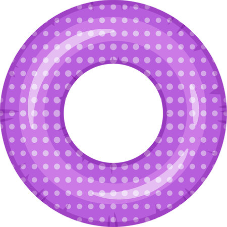 Colorful inflatable pool ring with a vibrant purple hue, adorned with white polka dots. Ideal for summer activities, swimming, and relaxation in the waterのイラスト素材