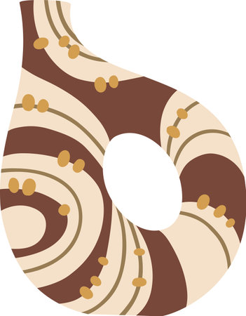 The modern vase showcases an abstract pattern in brown and beige, adding a touch of elegance and style to any home decor setting, blending seamlessly with contemporary interiorsのイラスト素材