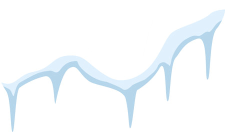 Melting snow cap creating delicate icicles against a pure white background, offering a serene touch ideal for winter and Christmas themed projects and designsのイラスト素材