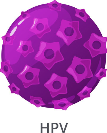 Rotating 3D model of human papillomavirus on a white background, illustrating a virus responsible for causing genital warts and increasing the risk of cancer and infectionsのイラスト素材