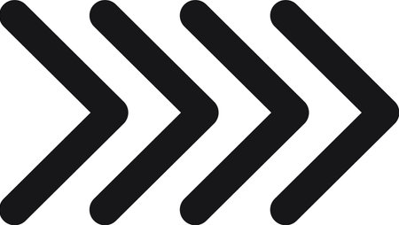 Three thick black arrows pointing to the right create a strong sense of direction and forward momentum, set against a clean, modern white backgroundのイラスト素材