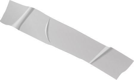 Crumpled piece of white sticky tape resting against a white background, providing ample copy space. Ideal for themes of fixing, packaging, and attaching in various creative projectsのイラスト素材
