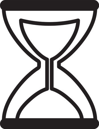 Minimalist vector illustration featuring an hourglass with sand flowing, representing the passage of time, countdowns, deadlines, and the continuum of historyのイラスト素材