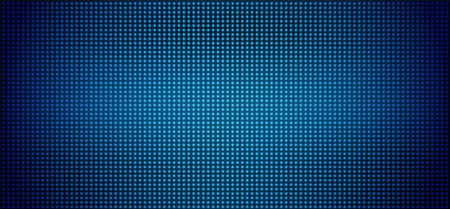 Led screen texture. Lcd monitor with dots. Pixel TV digital display. Electronic diode effect. Projector grid template. Blue videowall with glowing bulbs. Vector background.のイラスト素材