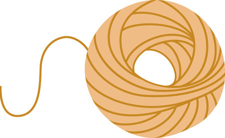 Simple illustration featuring a ball of yarn unraveling, highlighting its rich texture and vibrant colors, perfect for representing craft projects or hobby related conceptsのイラスト素材
