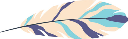 Light and elegant feather floating in the air with pastel colors, cream, turquoise and purple, representing lightness, softness and fragilityのイラスト素材