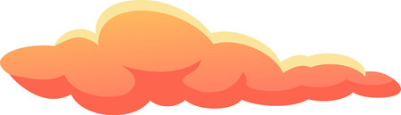 Cartoonish orange cloud floating in a vibrant sky during sunset, featuring a bright yellow outline...