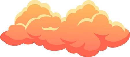 Cartoon cloud floating in a clear sky with orange and yellow colors, ideal for representing concepts related to meteorology, dreams, or imaginationのイラスト素材