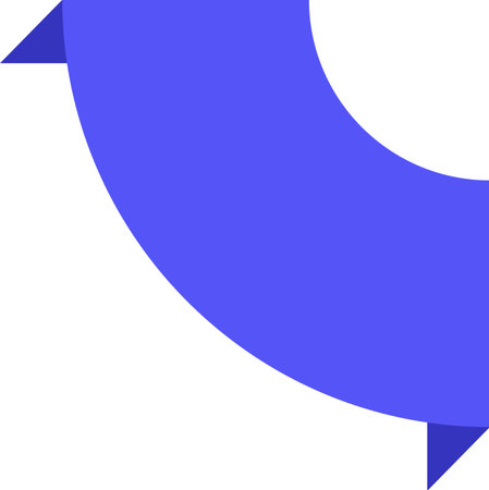 Blue ribbon with folded corners creating a curved shape over a white background, ideal for presentations, websites, and graphic design projects requiring a touch of elegance and dynamismのイラスト素材