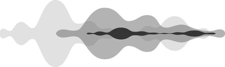 Sound wave vibrating in a modern, abstract design featuring black and gray colors, illustrating...