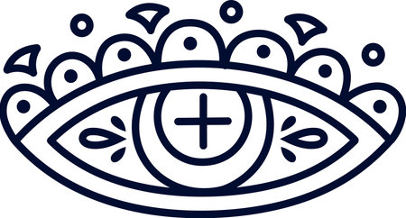 Stylized eye of providence with decorative frame, radiating spirituality and awareness, symbolizing vision, knowledge, and higher consciousness, creating a mystical and symbolic representationのイラスト素材