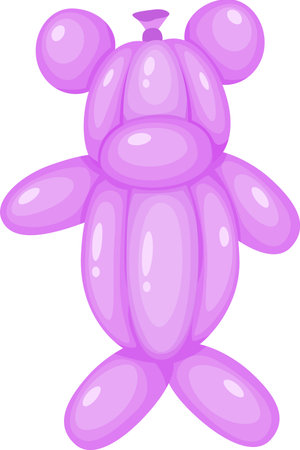 Purple twisting balloon animal shaped like a bear, standing playfully against a bright white background, enhancing party decorations and bringing joy to children s entertainment at celebrationsのイラスト素材