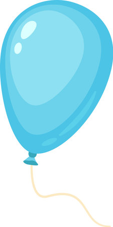 Shiny light blue party balloon floating with its string on white background, simple celebration or birthday concept, vector illustration isolated on white backgroundのイラスト素材