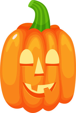 Carved pumpkin featuring glowing eyes and a cheerful grin, capturing the essence of Halloween celebrations and autumn traditions, radiating festive spirit and seasonal charmのイラスト素材