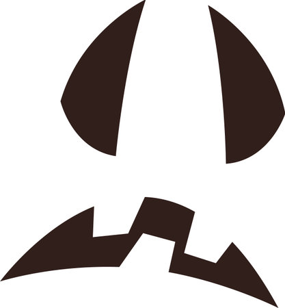 Minimalist vector illustration featuring a sad carved pumpkin face, evoking feelings of gloom and melancholy. Ideal for Halloween decorations and enhancing a spooky atmosphereのイラスト素材
