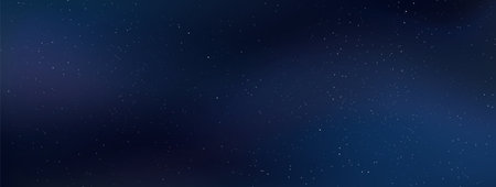 Starry night sky with glowing stars. Milky way galaxy starlight, outer space, Universe with shining sparkles, abstract cosmos dark blue vector background. Magic fantasy constellations.のイラスト素材