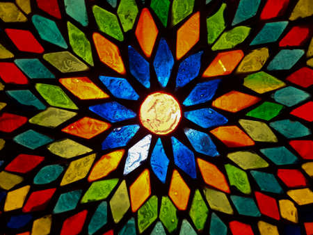 Glowing stained glass flower patternの写真素材