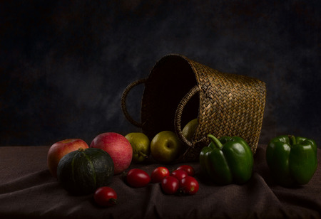 A basket of fruitsの写真素材