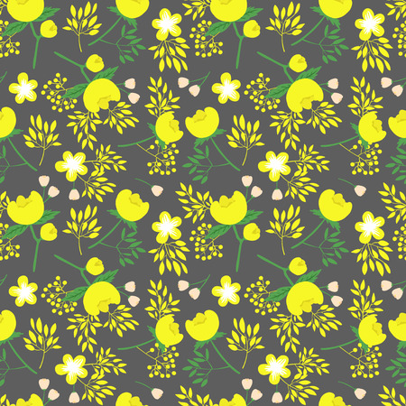 vector seamless pattern with beautiful flower peones and leafsのイラスト素材