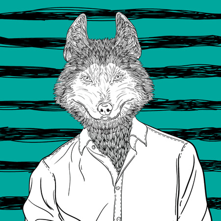 Sketch of head Husky Dog or wolf. Vector Illustration