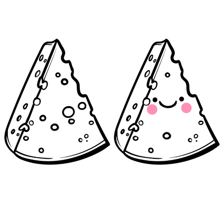 Cute cheese cartoon. Cheese cartoon character.Cute poster. cartoon anime style.のイラスト素材