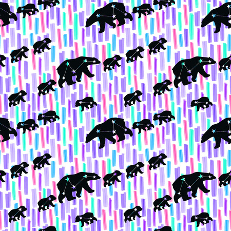 Cute seamless pattern with winter polar bear. Mother and her child. Cute children pattern. Perfect for background paper or textiles.のイラスト素材