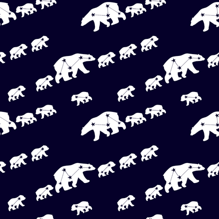 Cute seamless pattern with winter polar bear. Mother and her child. Cute children pattern. Perfect for background paper or textiles.のイラスト素材