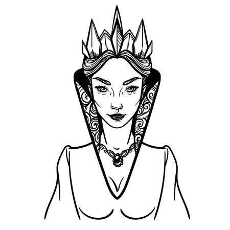 Vector illustration with Evil Queen. For coloring books or print clothes.のイラスト素材