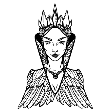 Vector illustration with Evil Queen. For coloring books or print clothes.のイラスト素材