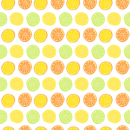 Vector seamless pattern with lemons, limes, oranges, kumquat and grapefruit. Citrus fruit mix. Can be use for fabric print, postcards or drink company.のイラスト素材