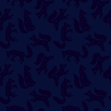 Cute seamless pattern with a fox. Constellation of the fox. Vector.のイラスト素材