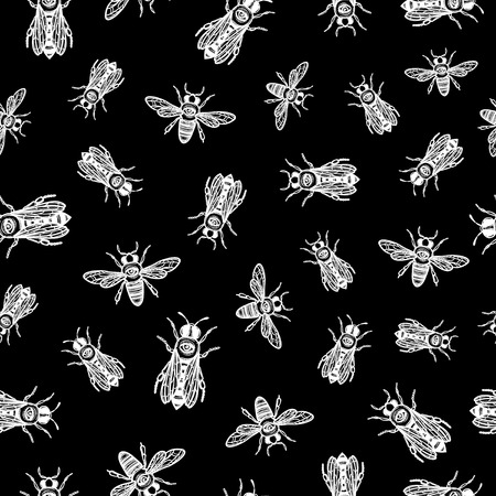 seamless vector pattern with bees. bees with eye. occult bees and fly.のイラスト素材