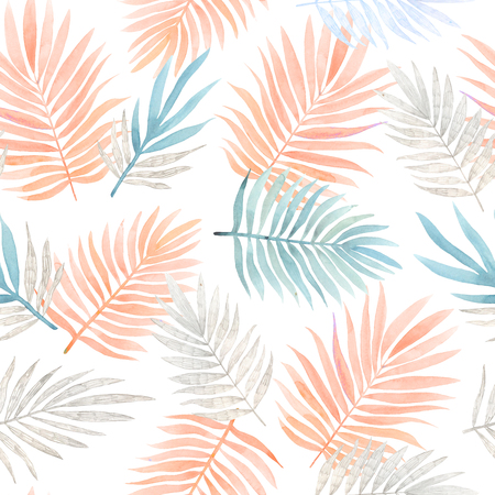 Seamless watercolor pattern with tropical leaves.の写真素材