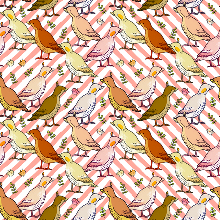 Seamless pattern with a bird. Farm ducks.の写真素材