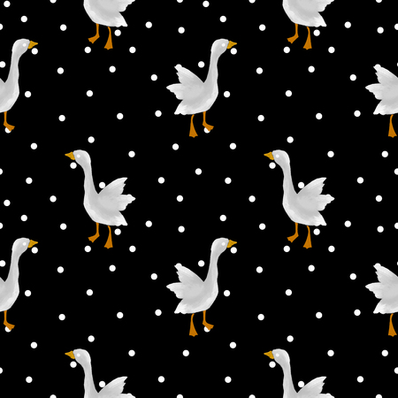Seamless pattern with a bird. Farm ducks.の写真素材